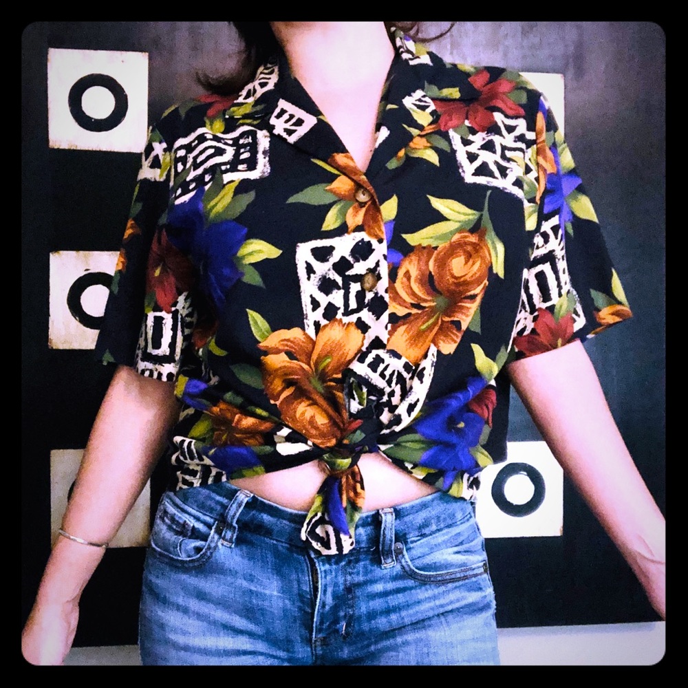 Vintage- purple tropical shirt - Picture 1 of 4